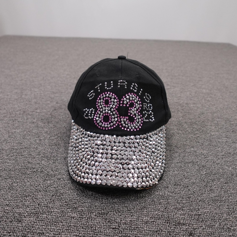 Sturgis Hat Cap Strap‎ Back Womens One Size Black Rhinestone Motorcycle 83